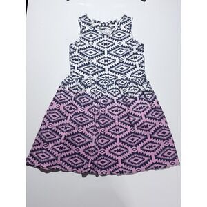 1989 Place Girls Tribal Geometric Navy Pink Ombre Sleeveless Dress L 10/12